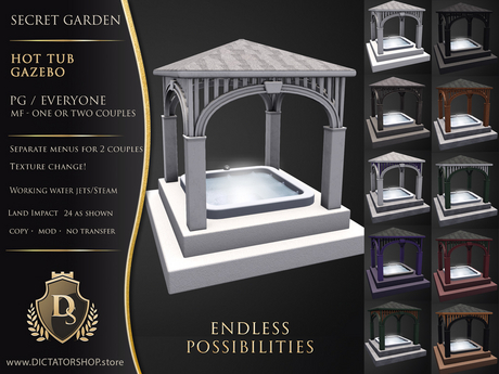 Second Life Marketplace - [Ds] Secret Garden - Hot Tub Gazebo PG